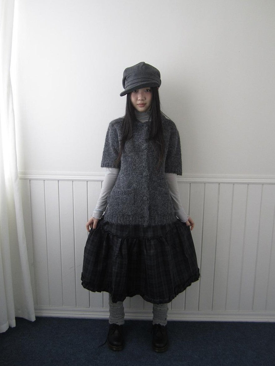 ang project Plaid Ruffle Trim Elastic Waist A Line Women&