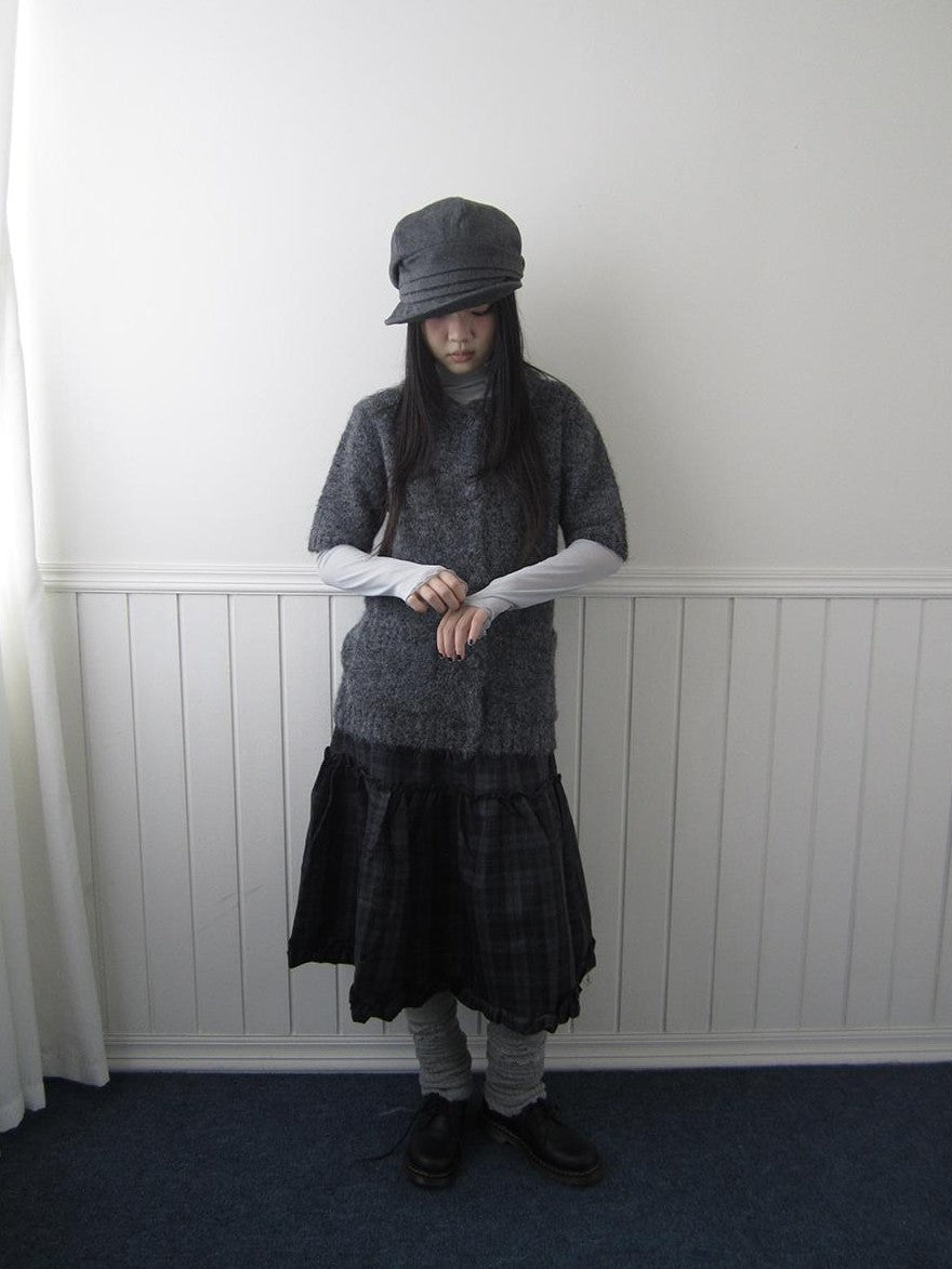 ang project Plaid Ruffle Trim Elastic Waist A Line Women&
