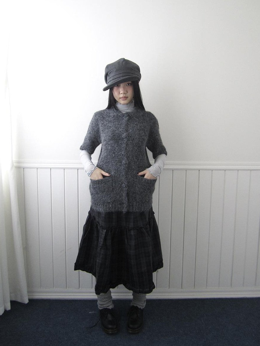 ang project Plaid Ruffle Trim Elastic Waist A Line Women&