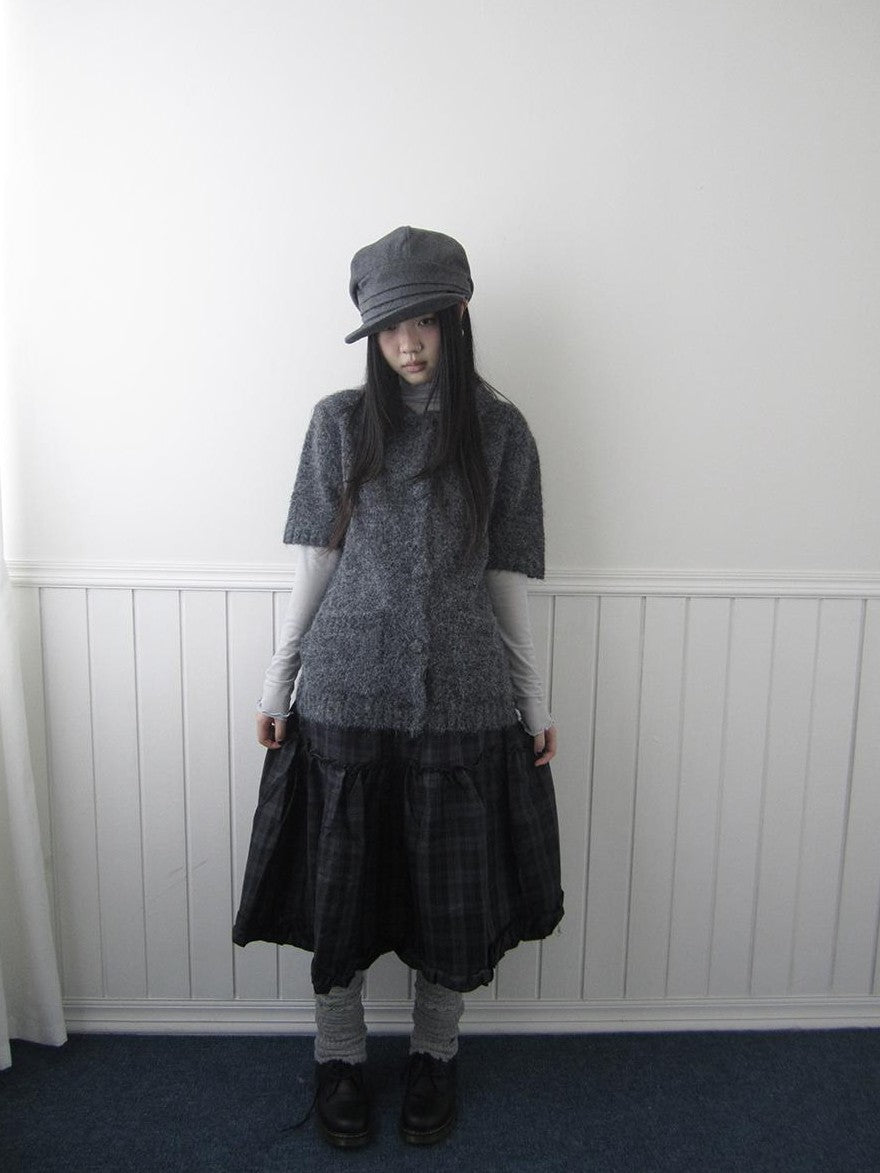 ang project Plaid Ruffle Trim Elastic Waist A Line Women&