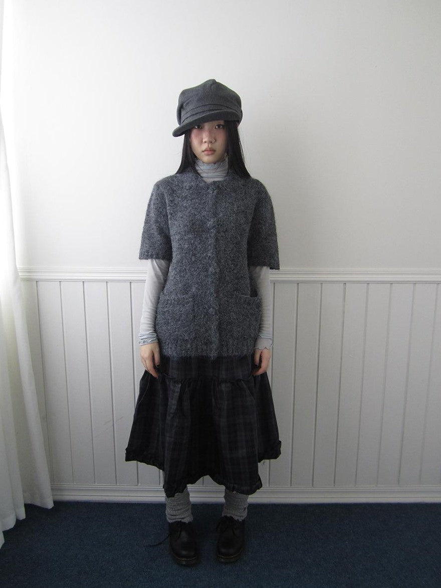 ang project Plaid Ruffle Trim Elastic Waist A Line Women&