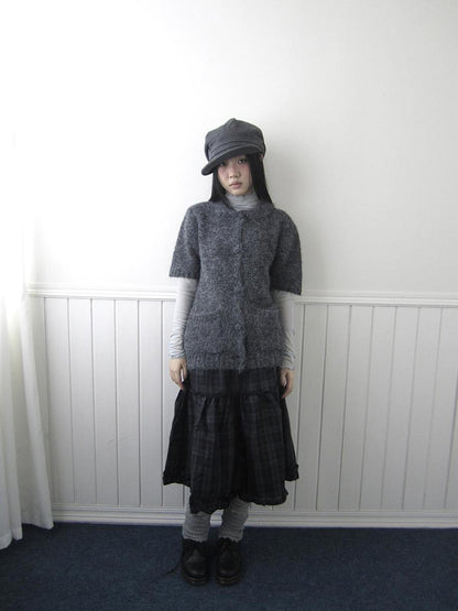 ang project Plaid Ruffle Trim Elastic Waist A Line Women&