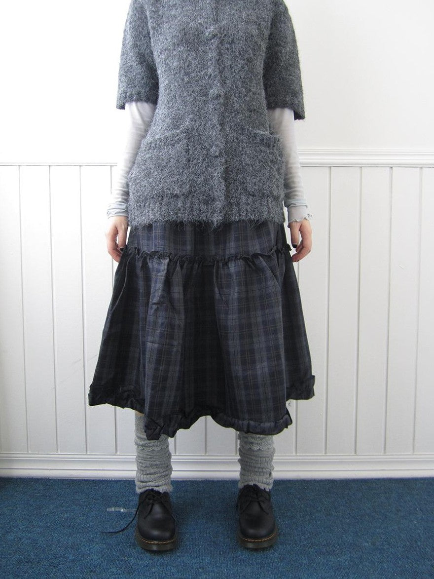 ang project Plaid Ruffle Trim Elastic Waist A Line Women&