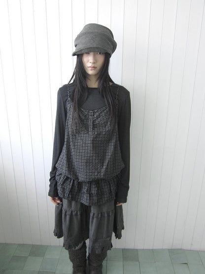 ang project Plaid Ruffle Two Piece Korean Women&