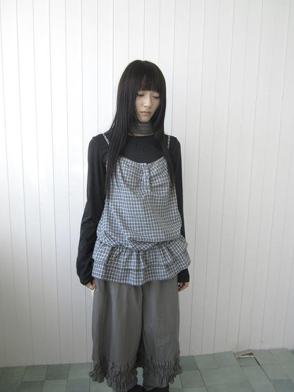 ang project Plaid Ruffle Two Piece Korean Women&