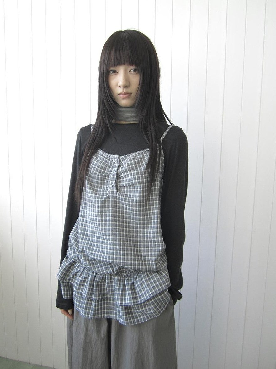 ang project Plaid Ruffle Two Piece Korean Women&
