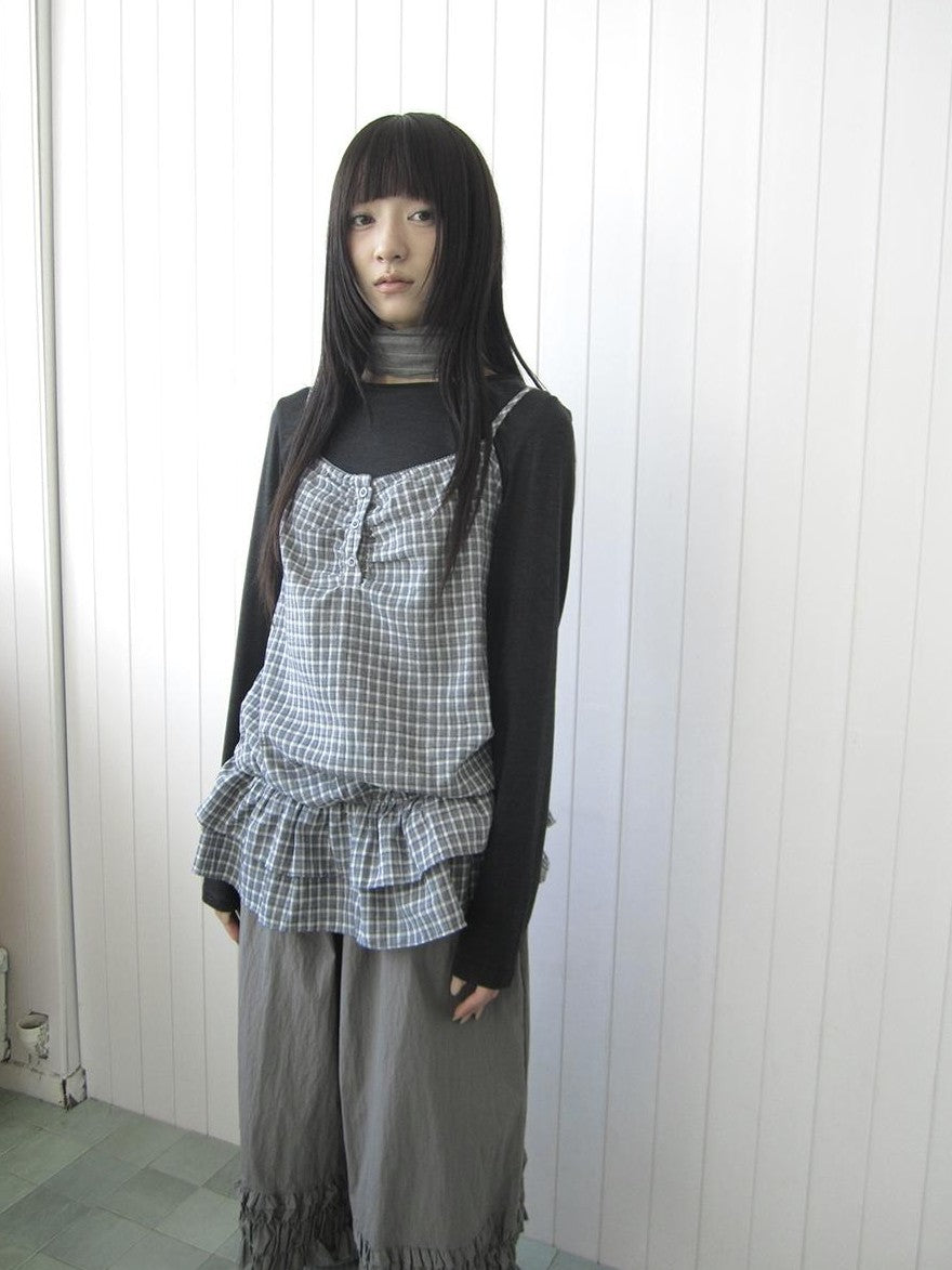 ang project Plaid Ruffle Two Piece Korean Women&