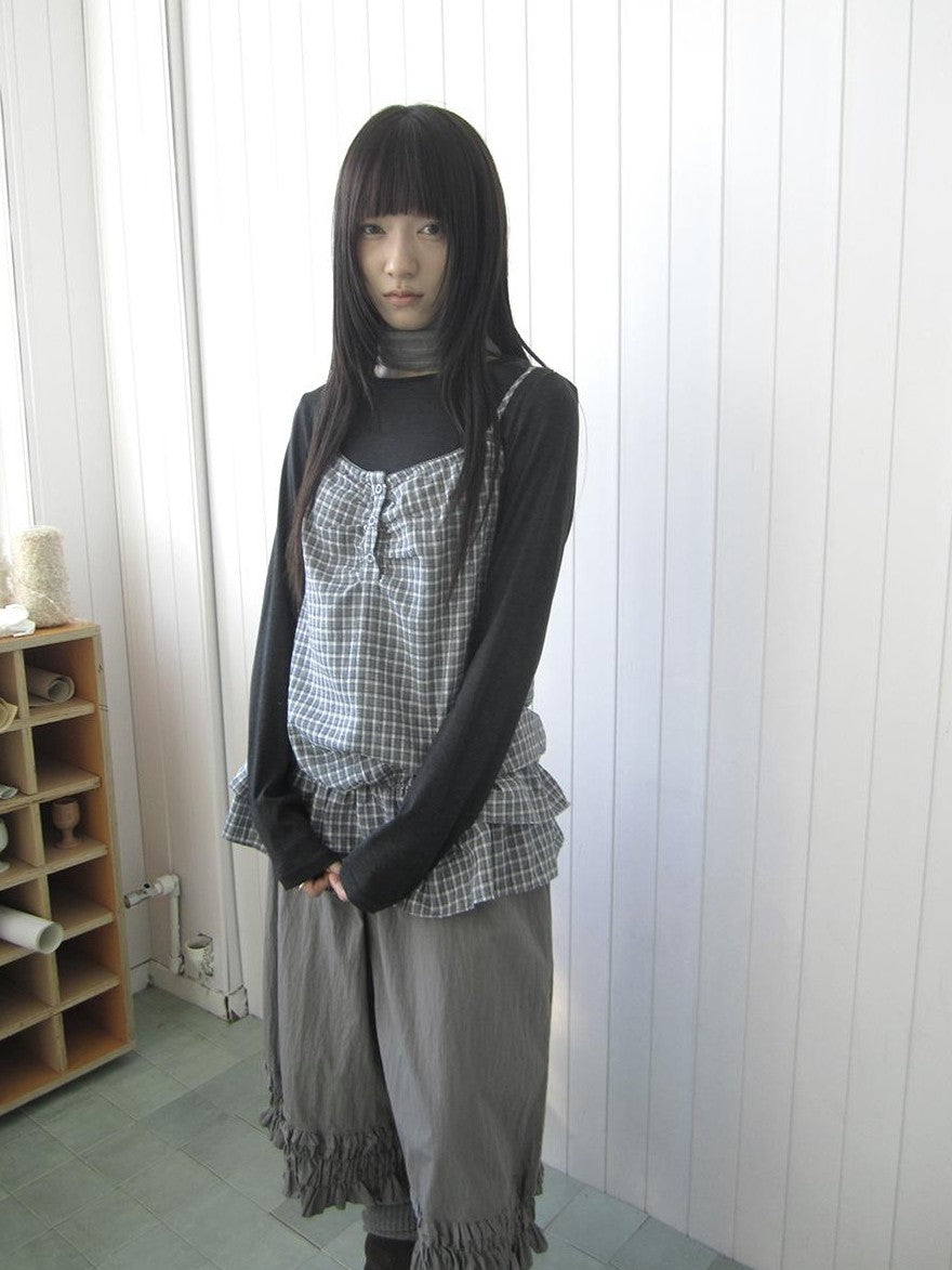 ang project Plaid Ruffle Two Piece Korean Women&