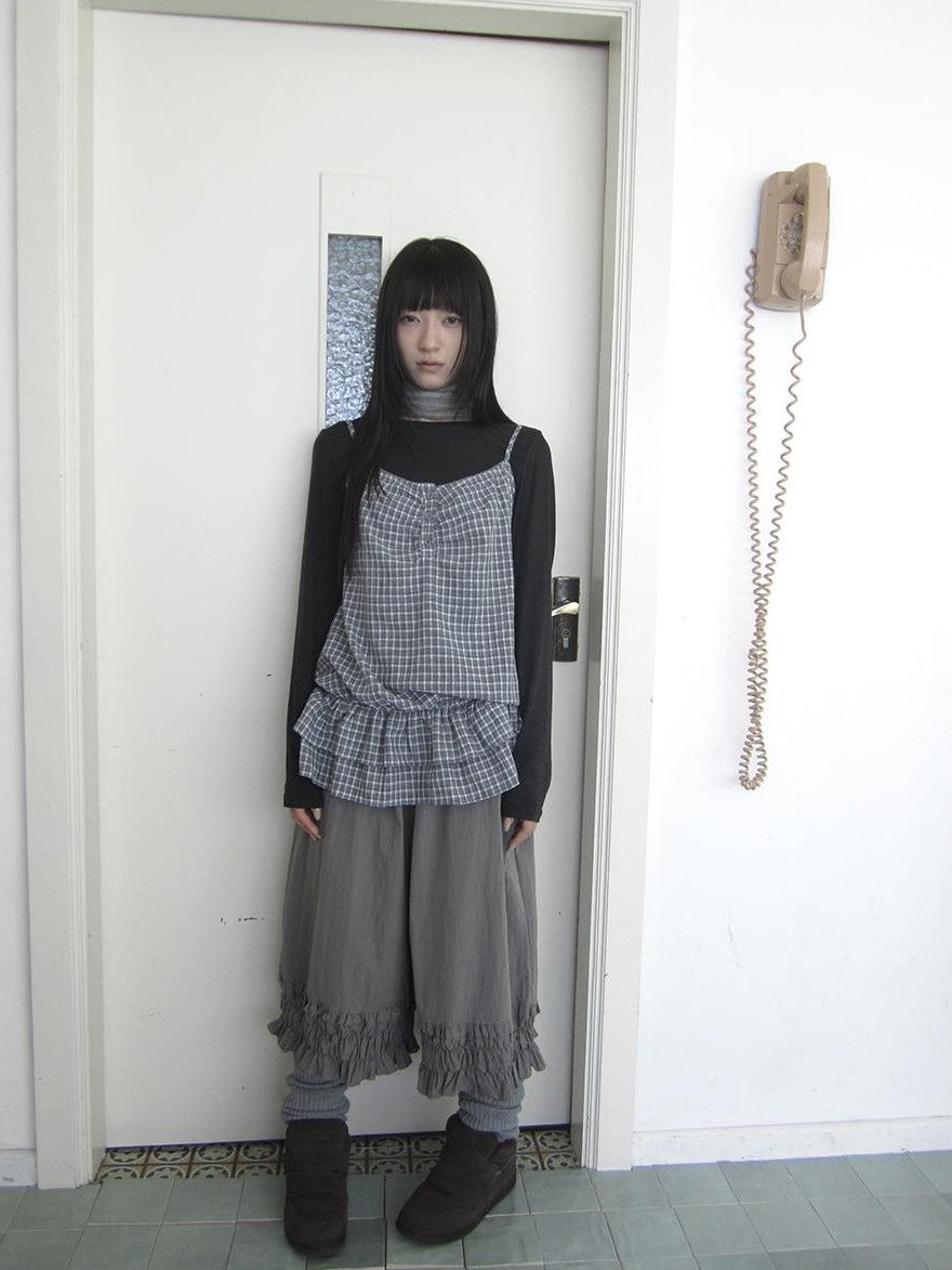 ang project Plaid Ruffle Two Piece Korean Women&