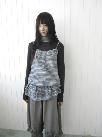 ang project Plaid Ruffle Two Piece Korean Women&