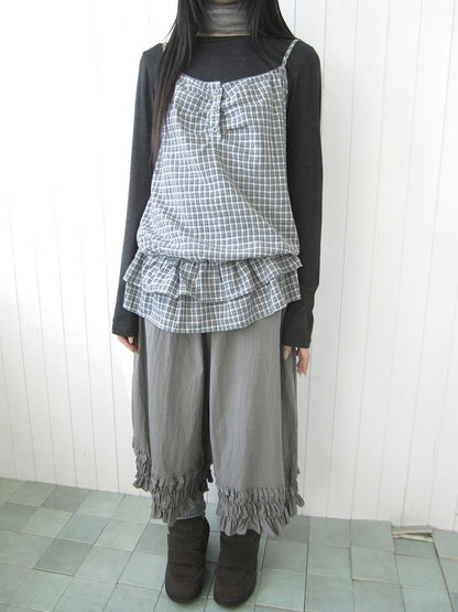ang project Plaid Ruffle Two Piece Korean Women&