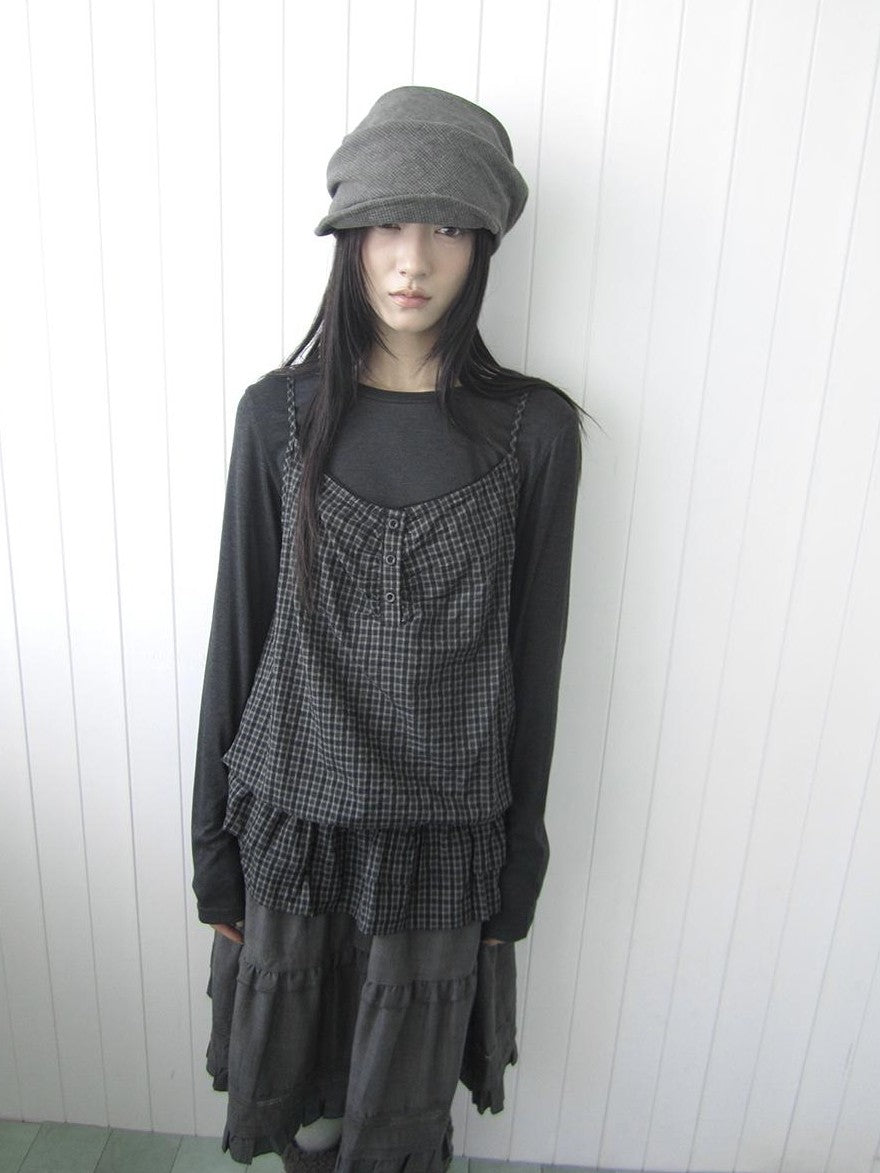 ang project Plaid Ruffle Two Piece Korean Women&