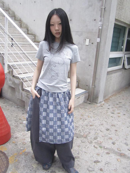 Updateang project Pleated Beaded Color Block Stretch Tee