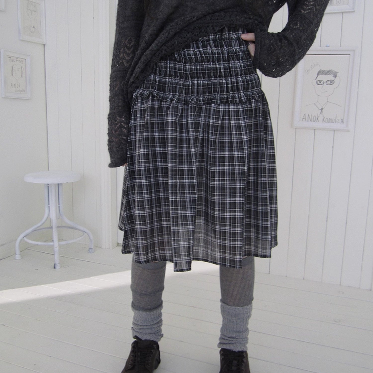ang_project_Pleated_Checkered_Ruffle_Hem_A_Line_Skirt_MISSTT
