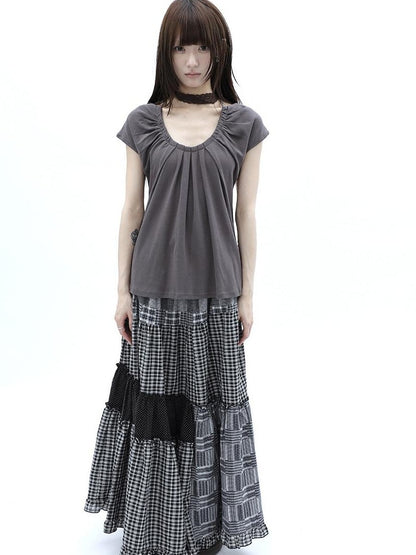 ang project Pleated Halter Tie U Neck Women&
