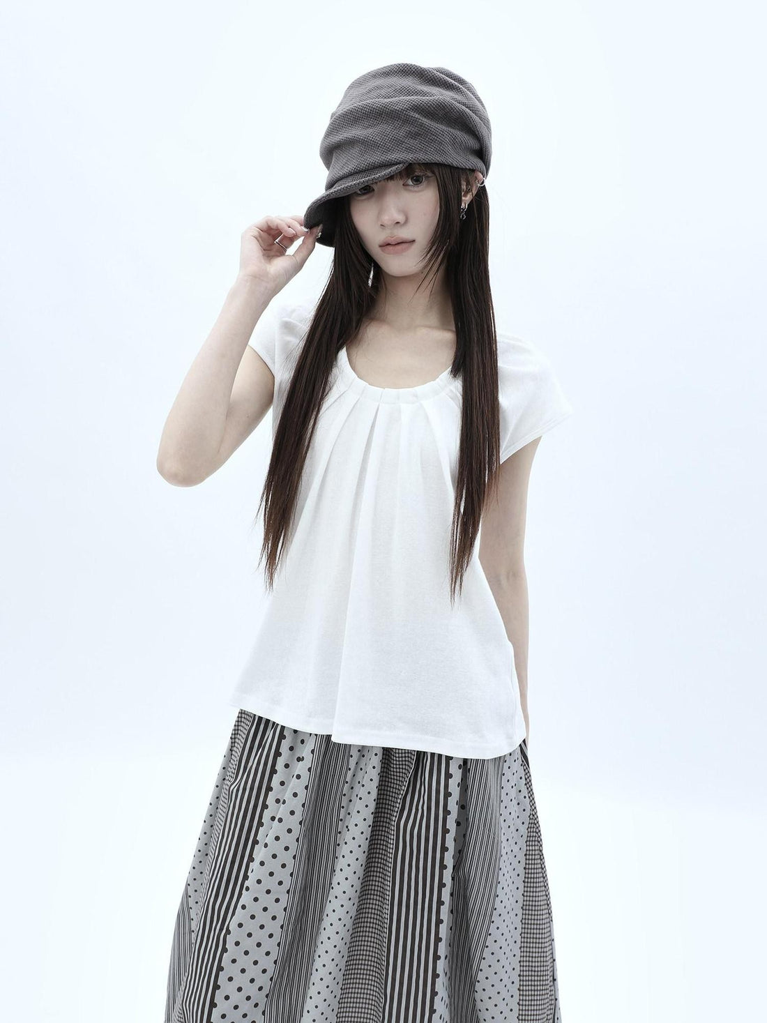 ang project Pleated Halter Tie U Neck Women&