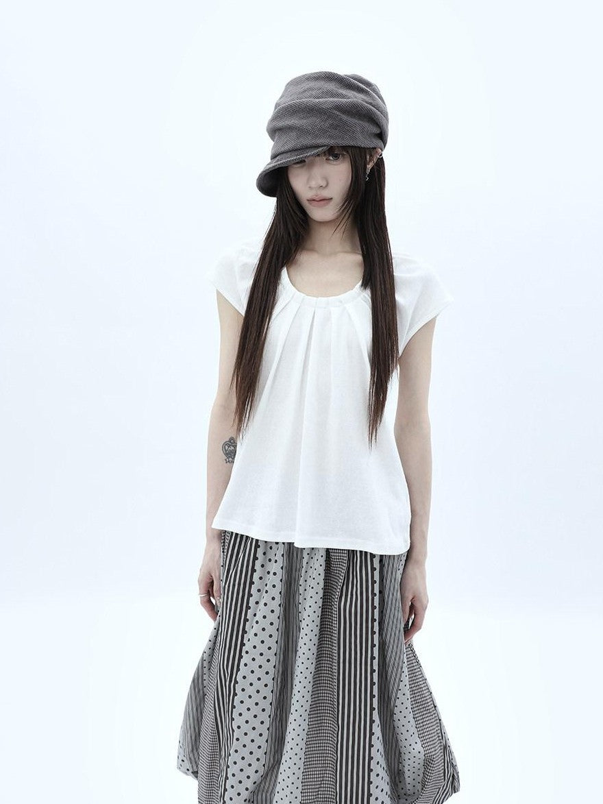 ang project Pleated Halter Tie U Neck Women&