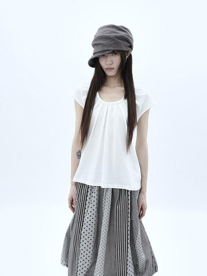 ang project Pleated Halter Tie U Neck Women&