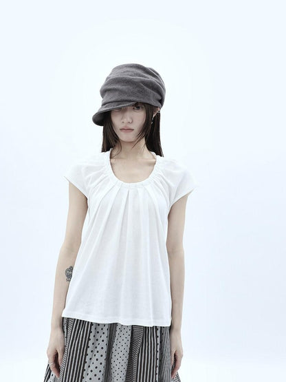 ang project Pleated Halter Tie U Neck Women&