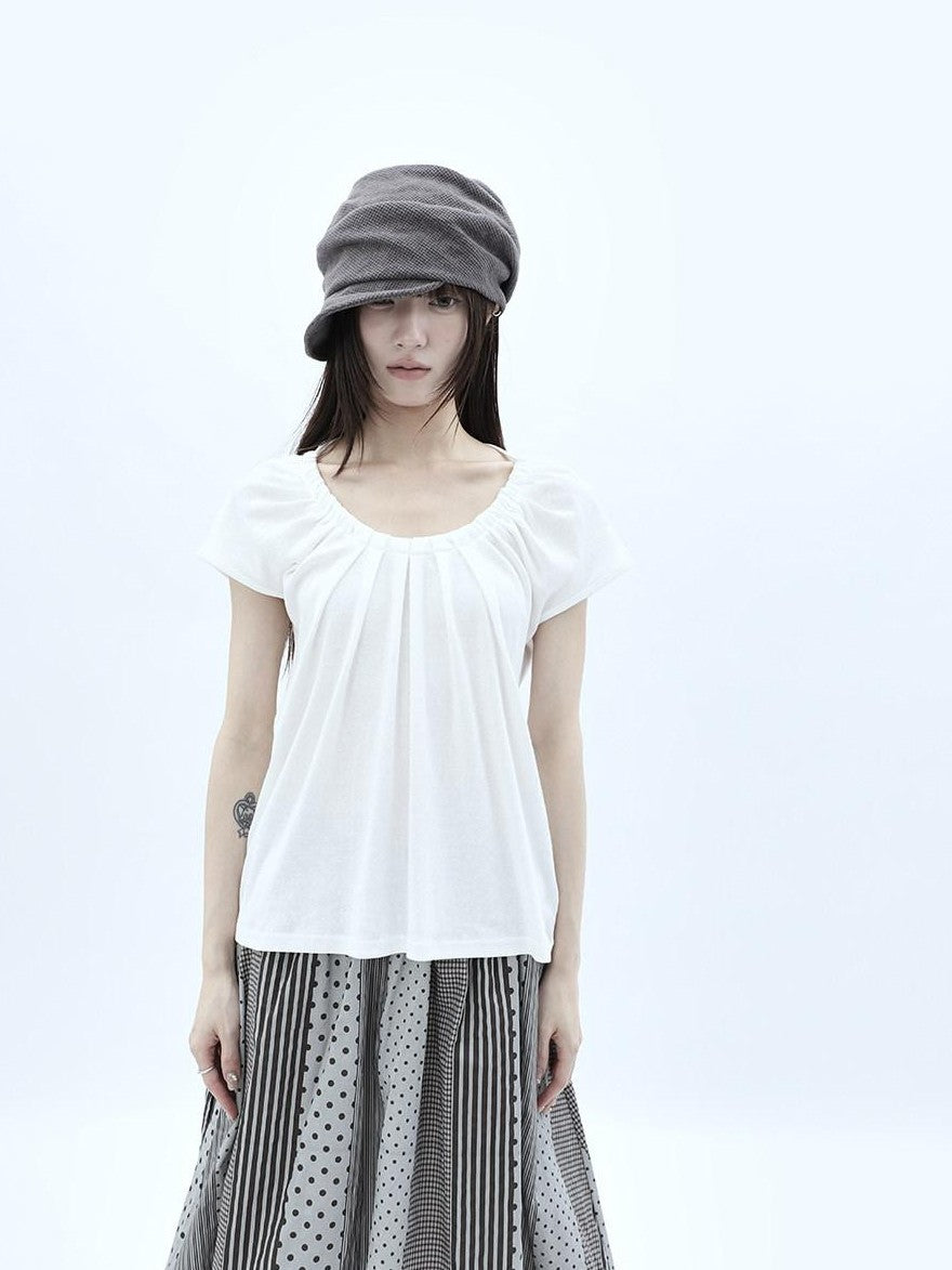 ang project Pleated Halter Tie U Neck Women&