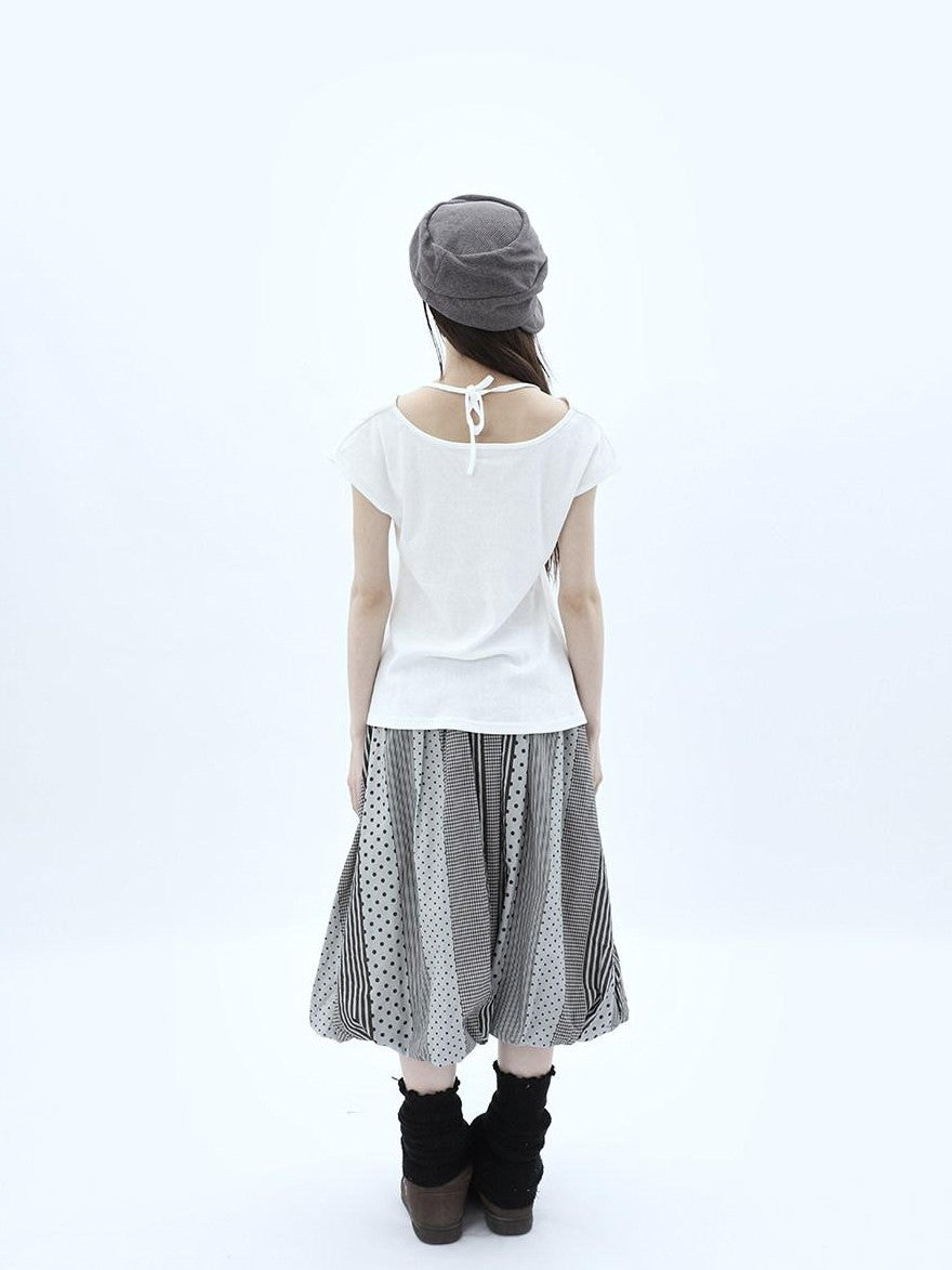 ang project Pleated Halter Tie U Neck Women&