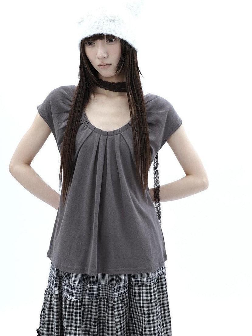 ang project Pleated Halter Tie U Neck Women&