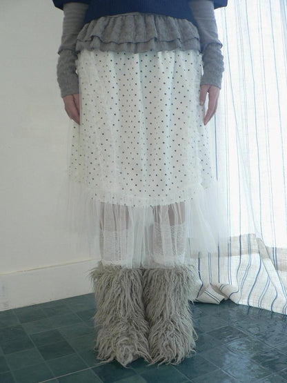 ang project Pleated Korean Aline Elastic Waist White Girls Ladies Midi Skirt