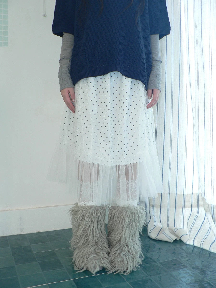 ang project Pleated Korean Aline Elastic Waist White Girls Ladies Midi Skirt