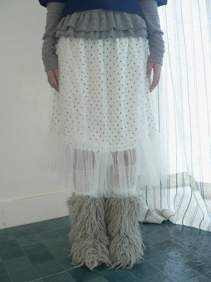 ang project Pleated Korean Aline Elastic Waist White Girls Ladies Midi Skirt
