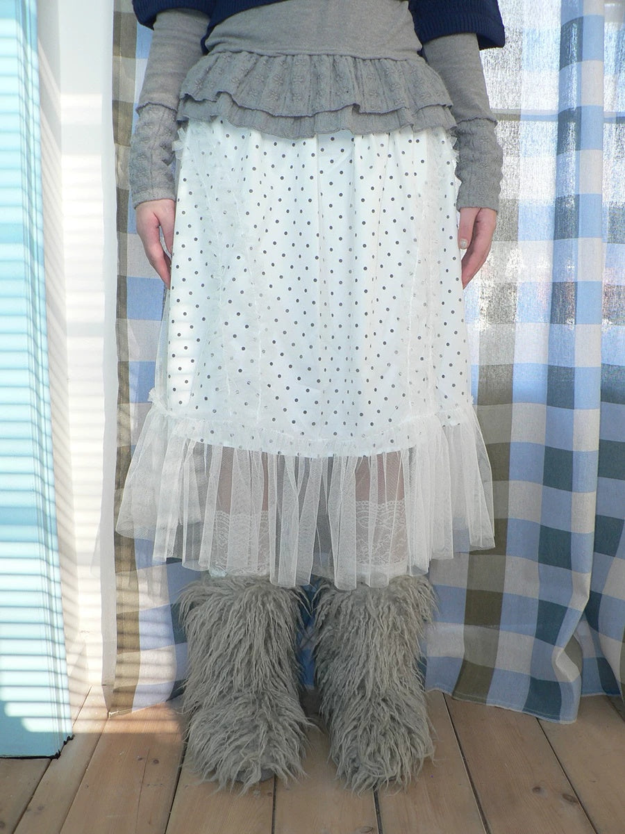 ang project Pleated Korean Aline Elastic Waist White Girls Ladies Midi Skirt