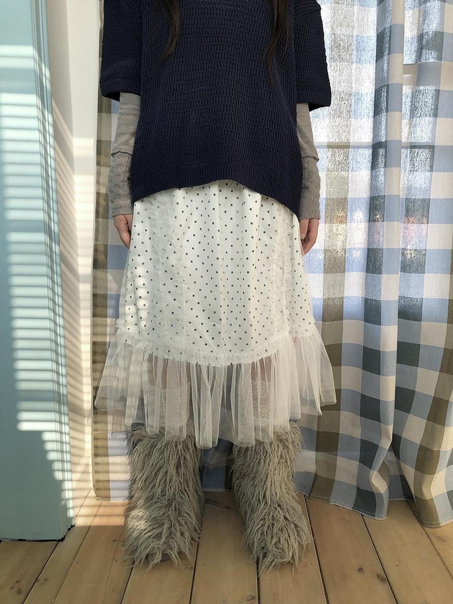 ang project Pleated Korean Aline Elastic Waist White Girls Ladies Midi Skirt