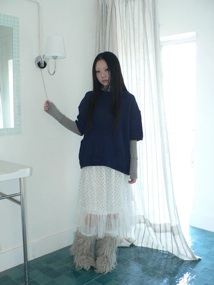 ang project Pleated Korean Aline Elastic Waist White Girls Ladies Midi Skirt