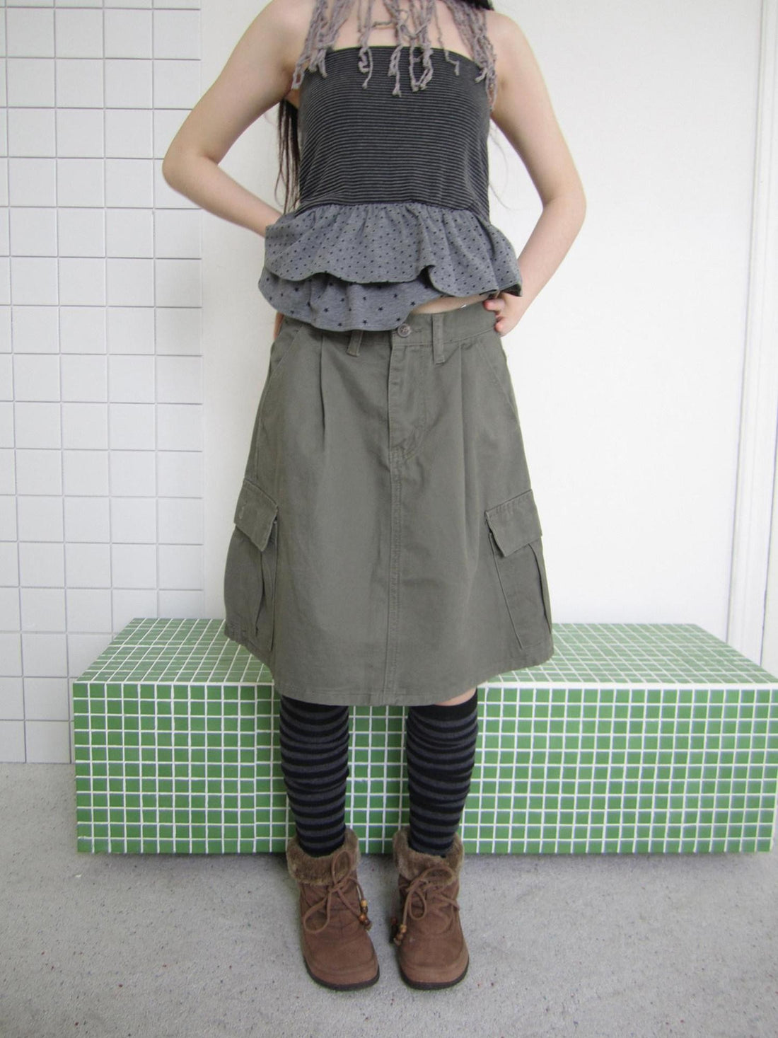 ang project Pleated Pocket Utility High Waist Women&