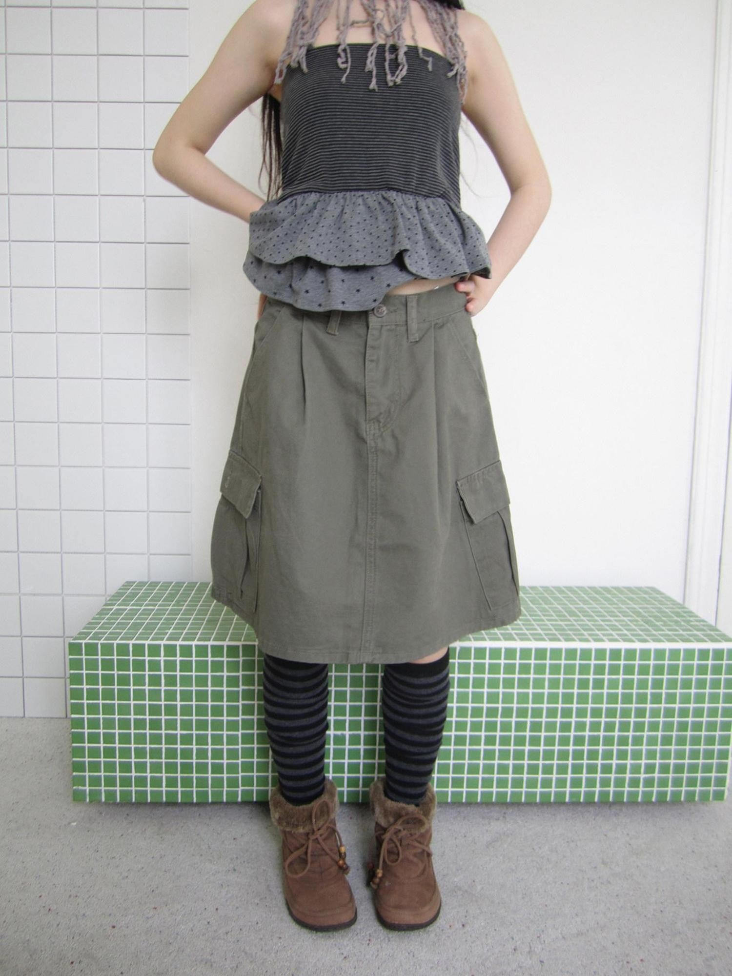 ang project Pleated Pocket Utility High Waist Women&