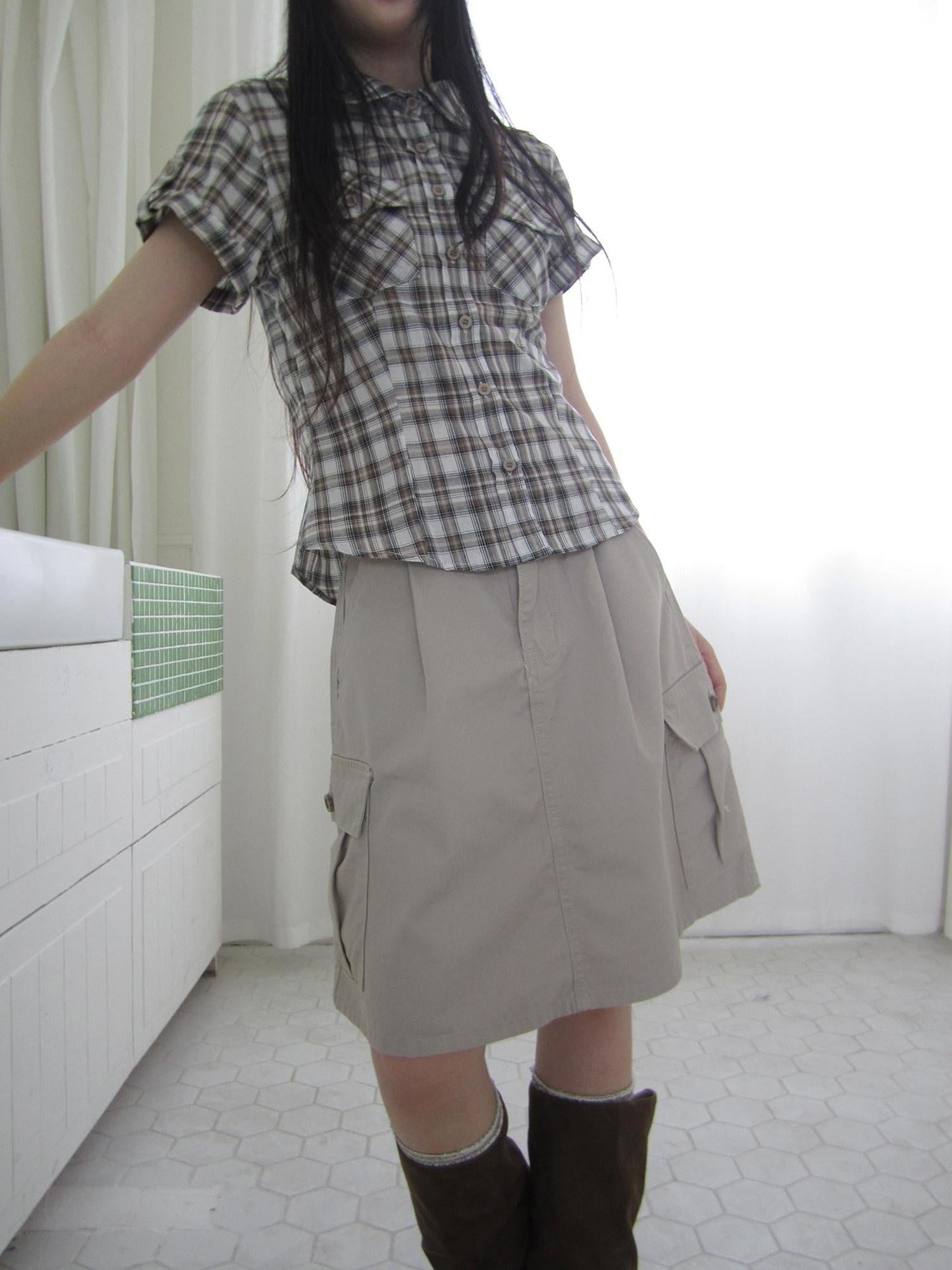 ang project Pleated Pocket Utility High Waist Women&