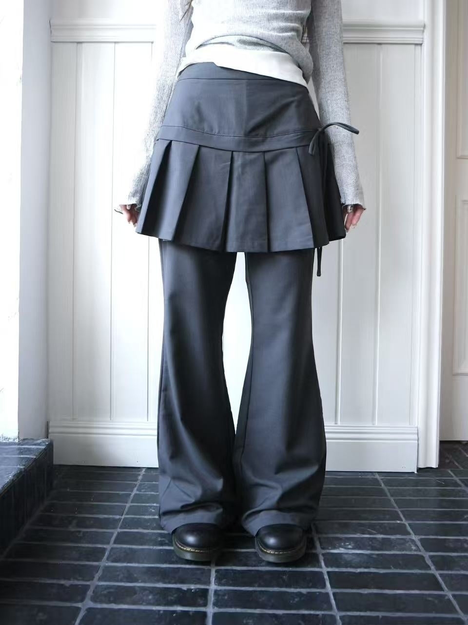 ang_project_Pleated_Skirt_Layered_Look_Color_Block_Women&