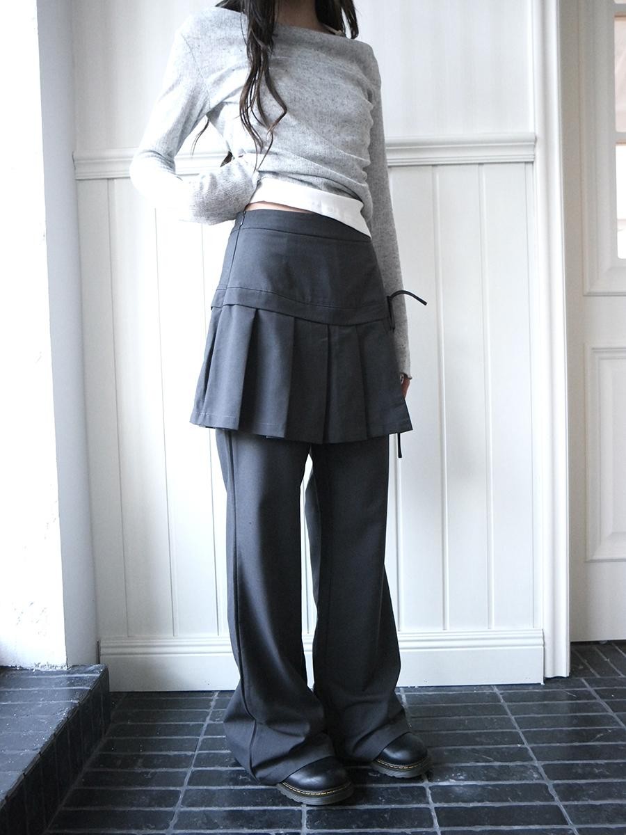 ang project Pleated Skirt Layered Look Color Block Women&