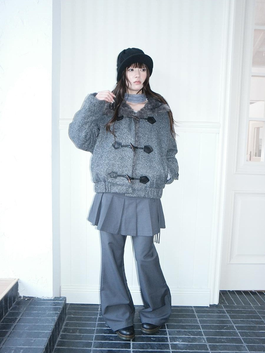 ang project Pleated Skirt Layered Look Color Block Women&