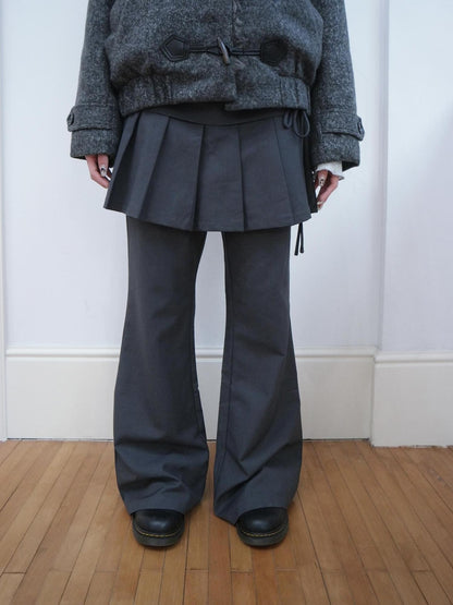 ang project Pleated Skirt Layered Look Color Block Women&