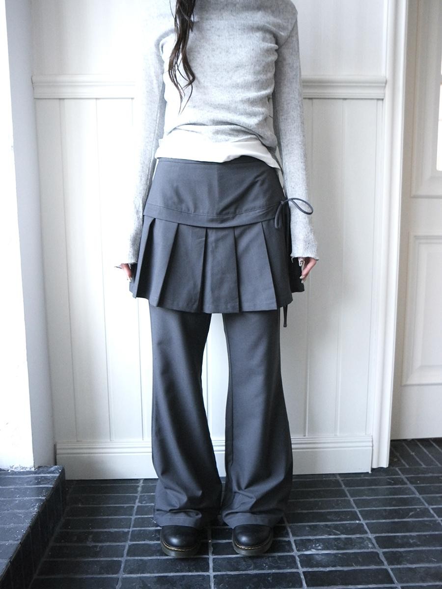 ang project Pleated Skirt Layered Look Color Block Women&