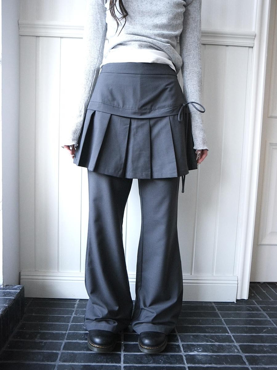 ang project Pleated Skirt Layered Look Color Block Women&