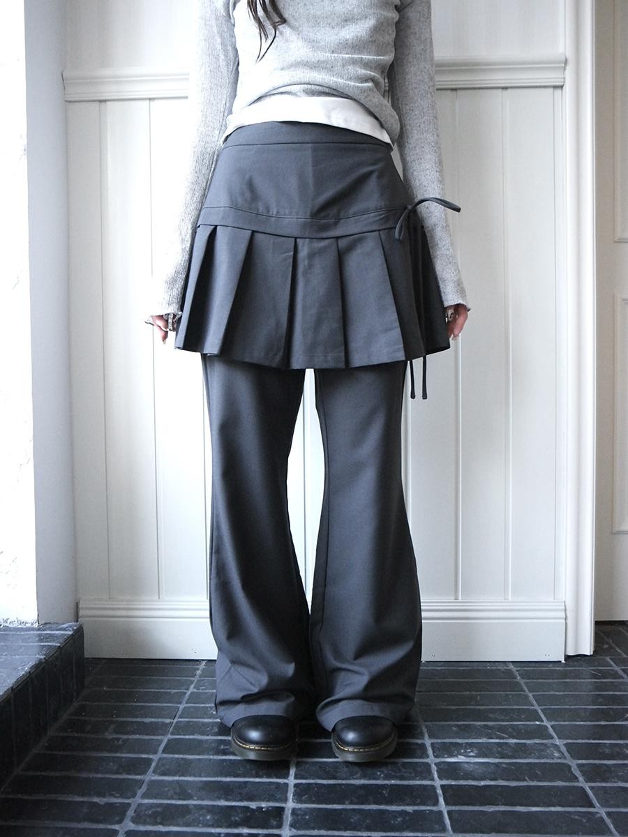 ang project Pleated Skirt Layered Look Color Block Women&