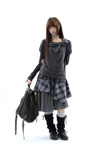 ang project Polka Dot Bow Collar Button Women&