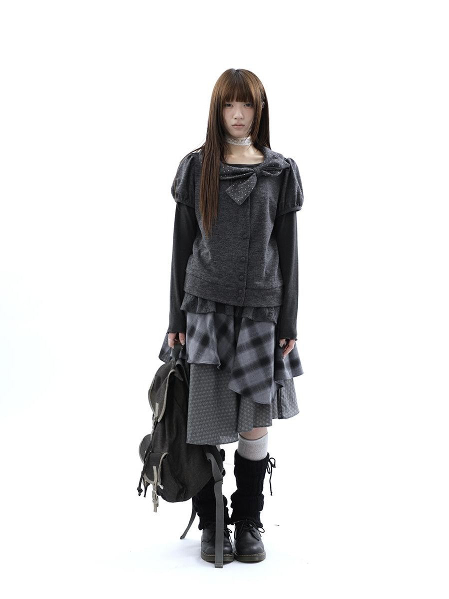 ang project Polka Dot Bow Collar Button Women&