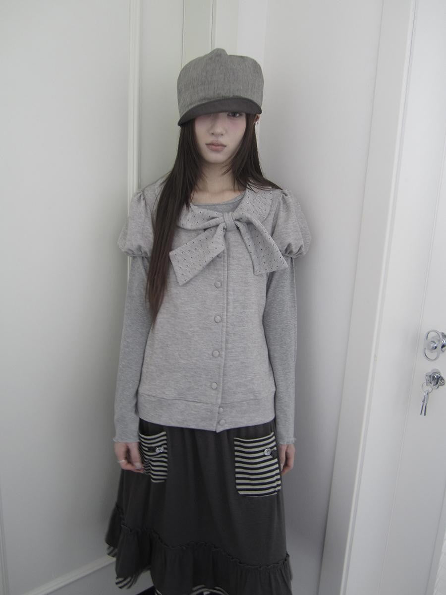 ang project Polka Dot Bow Collar Button Women&