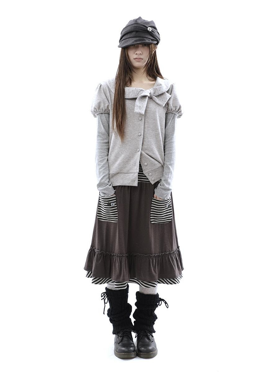 ang project Polka Dot Bow Collar Button Women&
