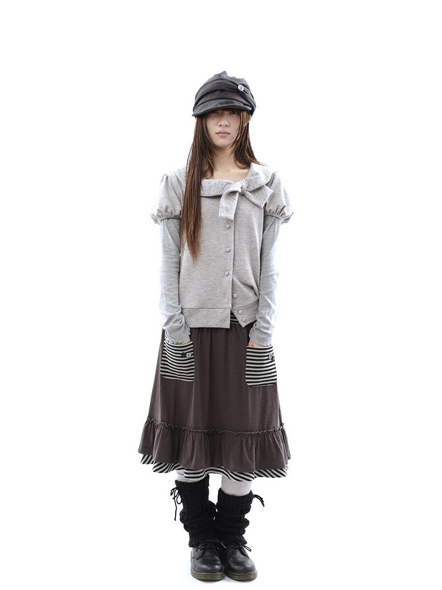 ang project Polka Dot Bow Collar Button Women&