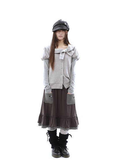 ang project Polka Dot Bow Collar Button Women&