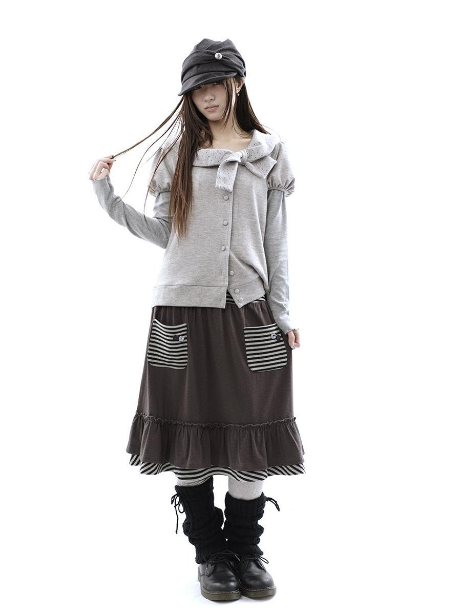 ang project Polka Dot Bow Collar Button Women&