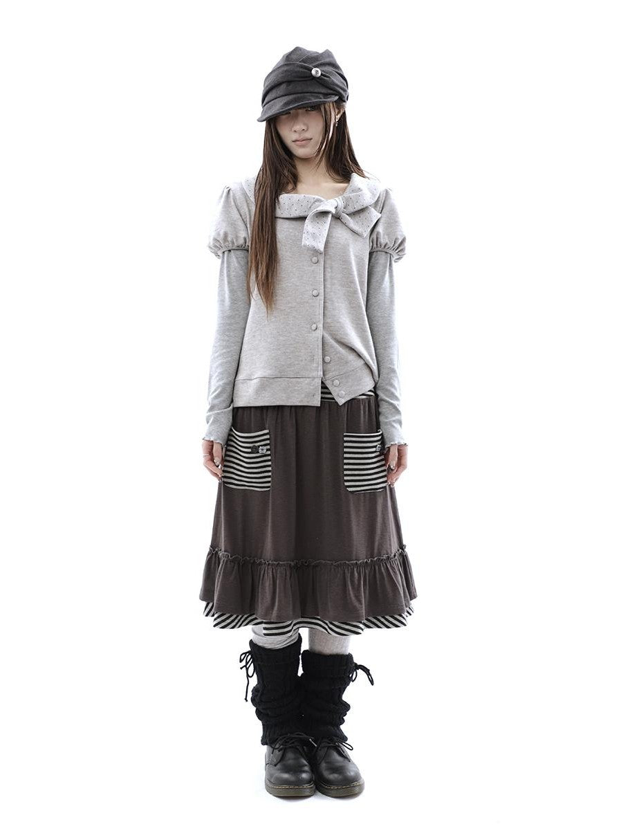 ang project Polka Dot Bow Collar Button Women&